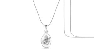 Sterling Silver (92.5% purity) God Hanuman Chain Pendant (Pendant with Chain-22 inches) for Men Pure Silver Lord Bajrang Bali Chain Locket for Good Health & Wealth