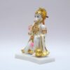 Gold Plated Hanuman Murti Idol Cultured Marble Bajrangbali Ji Statue - 7 Inch Standard Size(Ashriwad Sitting Hanuman Ji Design)