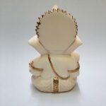 Peach Ivory Finish Ganesha Idol 3.5 Inches Car Dashboard Home Decor Showpiece