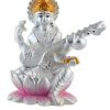 Saraswati Idol Pure Silver 990 Statue , 19 to 21 GMS Colourful Maa Murti for Pooja