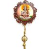 Sunder Kaya Hanuman Ji Car Hanging with Latkan Copy Round Shape, 4x4 Inch - Wooden Car Dashboard Showpiece Hanging Car Interior Deco Rear-Mirror Hanging Inside Keychain Free, Pack of 1