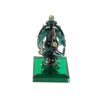 God Ganesh Sitting with Base Statue (Murti) Idol Showpiece Handmade of Crystal Glass by for Worship, Decoration, Car Dashboard, Gift (Dark Green), Small