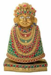 Brass - Khatu Shyam Ji Brass Statue/Idol for Home d?cor and Puja, Dimensions (LXBXH - 3.54 X 5.31 X 8.27) Inches, Weight - 3.07 kgs, Multi Color Stone Work, 1 Piece
