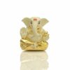Ganesh Idol Murti for Car Dashboard Gift Gold Plated Ceramic Lord Ganesha Idols Showpiece for Home Pooja Room Mandir Puja Decor