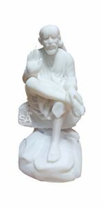 Sai Amrut Italian Marble Dust Ashirwad Hand Sai Baba Idol/Murti for Home and Office Decor/Used in Pooja/Mandir (4.5 inch)