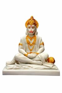 Gold White Marble Statue for Home Hanuman Ji Idol Temple Showpice Fengshui Item