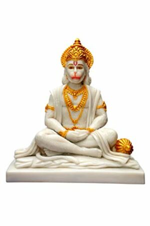 Gold White Marble Statue for Home Hanuman Ji Idol Temple Showpice Fengshui Item