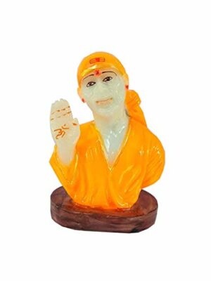 S A Gifts Shirdi Sai Baba Marble Dust Idol Murti for Car Dashboard (Yellow, 4 INCH)
