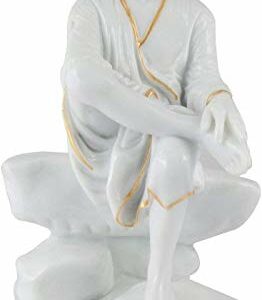 White Sai Baba Statue Murti Idol for Car Dashboard Home Pooja Gifted Idol Small Size 5 Inch