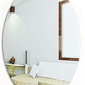 RIUSCITA Oval Shape Adhesive Mirror Sticker for Wall on Tiles Bathroom Bedroom Living Room Basin Mirror Bathroom Wall Mirror Stickers Unbreakable Plastic Wall Mirror 30 * 20 (Silver, 21x31)