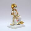 Gold Plated Hanuman Murti Idol Cultured Marble Bajrangbali Ji Statue - 7 Inch Standard Size(Ashriwad Sitting Hanuman Ji Design)