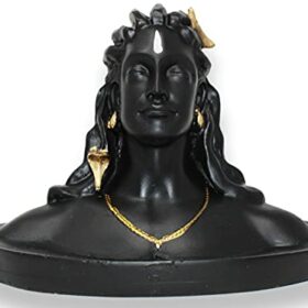 Polyrasin Lord Adiyogi Shiva Statue, Mahadev Murti Home/Office Decor and Car Dash Board (Matte Black, 16x10.5x11.5cm)