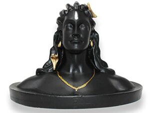 Polyrasin Lord Adiyogi Shiva Statue, Mahadev Murti Home/Office Decor and Car Dash Board (Matte Black, 16x10.5x11.5cm)
