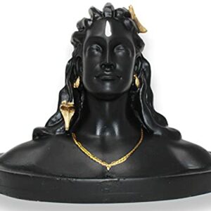 Polyrasin Lord Adiyogi Shiva Statue, Mahadev Murti Home/Office Decor and Car Dash Board (Matte Black, 16x10.5x11.5cm)