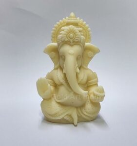 3D Ivory Ganesha Idol Ganesh for Car Dashboard Statue Ganpati Vinayaka Vinayagar Figurine Diwali Gifts Home Decor Luck, Success