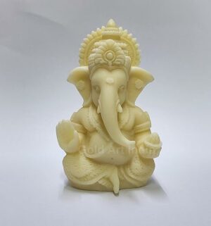 3D Ivory Ganesha Idol Ganesh for Car Dashboard Statue Ganpati Vinayaka Vinayagar Figurine Diwali Gifts Home Decor Luck, Success