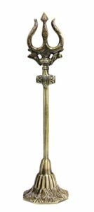 Brass Shiva Shiv Bholenath Trishul Trident with Damru - 11" Inches
