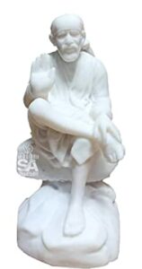 Sai Amrut Italian Marble Dust Ashirwad Hand Sai Baba Idol/Murti for Home and Office Decor/Used in Pooja/Mandir (3.5 inch)