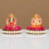 Recycled Material Laxmi Ganesh Idol Showpiece For Diwali Home Decoration Items - Lakshmi Ganesh For Diwali Puja, Multi Colour, Pack of 2
