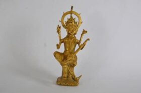 Brass Dhokra Home Decor Showpiece Hand Made Metal Statue with Feng Shui Vastu Significance (14 CM - Maa Saraswati with Bina Statue)