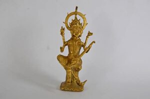 Brass Dhokra Home Decor Showpiece Hand Made Metal Statue with Feng Shui Vastu Significance (14 CM - Maa Saraswati with Bina Statue)