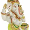 Decorative Ganesha Idol Statue Showpiece Figurine (Resin, Multi, 15 cm x 14 cm x 7 cm) - Diwali Decoration Items for Home Decor Mandir Living Room Pooja Room Office Table Gifts