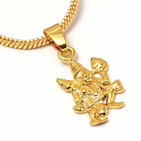 Locket Gold Plated GANESH JI, HANUMAN JI, LORD SHIVA OM ?, LAKSHMI JI, DURGA MAA, RADHA KRISHNA JI & FISH MACHALI Religious Pendant with Chain Jewelry
