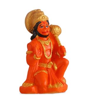 Hanuman Ji Murti for Car Dashboard, Office Table, Home, Mandir | Idol Statue Showpiece Decor Sculpture for Gift (RYM-Hanuman ji Orange)