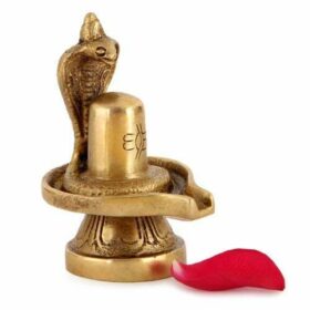 Metal Brass Shivling Figure Shiv Ling Statue/Idol for Puja and Gift Purpose Products Dimensions - (LxBxH - 6.5 x 5 x 7.5 Cm) Weight - 190 GMS, Golden Color, 1 Piece