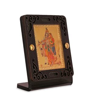 Radha Krishna Murti for Car Dashboard, Office Table, Home, Mandir | Idol Statue Showpiece Decor Sculpture for Gift (RYM-Radha-Krishna-Blck)
