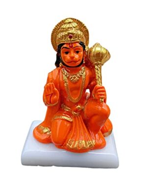 Hanuman Ji Ki Murti in Blessing Posture with GSitting Lord Balaji Bajrangbali Sankat Mochan Bhagwan Idol for Temple car Dashboard Home Decor Statue Gift