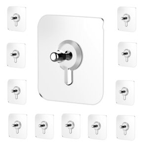 JIALTO Stainless Steel, PVC, ABS Nail Free Seamless Adhesive Non-Trace No Drilling Installation Hanging, Waterproof Screws Wall Hook (Transparent) - 10 Pack