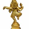 Brass Lord Ganesh/Ganpati/Vigneshwara Idol/Murti/Statue in Dancing Pose (Colour - Golden Product Dimensios Length : 2.8 x Breath : 1.2 x Height : 4.5 inches Weight 300 GMS)