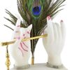 Home Decoration Krishna Hand Statue Showpiece Radha Krishna Murti Krishna Statue Love Couple Statue Gift Home Interior Idol 7 Inch ,Resin ,White