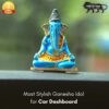 Brass Ganesha Idol for Car Dashboard, 8cm, Blue, Home Decor, Gift