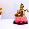Saraswati on Lotus | Saraswati Goddess Murti Idol Statue Sculpture Figurine - Resin - Multi - 10.5" Inches