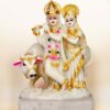 Resin Radha Krishna Cow God Idol (HXWXL-21CMX13CMX09CM), White - Image 2