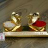 Metal Laxmi Ganesh Idol with Diya and Kumkum Box Kissing Duck for Pooja Home and Office Combo Offer for Diwali Gift (Diwali Offer, Standard)