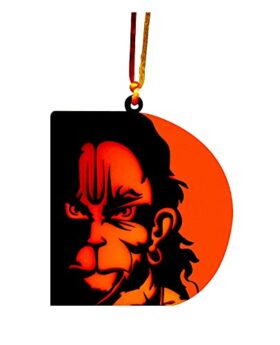 Acrylic Hanuman Car Hanging Logo Accessory 3.5 Inch Orange, 1 Piece