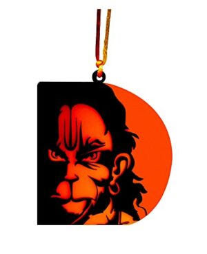 Acrylic Hanuman Car Hanging Logo Accessory 3.5 Inch Orange, 1 Piece