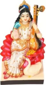 MATA Saraswati Idol for Decoration and Pooja, Resin Saraswati Murti ( Dimensions: 35.5 cm x 18.1 cm x 17.5 cm, Weight - 940 GM )