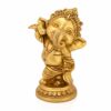 Brass Ganpati Idol Sculpture, 5'' x 3.8'', Golden (Model Number: GBS195)