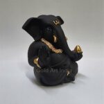 Black Terracotta Ganesha Idol with Gold Color Work for Car Dashboard Home Decor, Gifting, Diwali, Birthday, Festivals