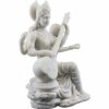 3 Inch Saraswati Idol Playing Sitar - Marble White Finish - Home and Car Decor