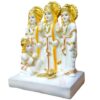 Golden Plated Ram Darbar Murti for Home Temple Marble Big | Handmade Lord Ram Darbar Idol Showpiece (6.5 Inches)