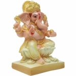 Handmade Polymarble Ganesha Idol Home Decor Showpiece Gold Color 18cm Height X 12cm Length