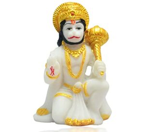 Lord Hanuman Idol in Marble Material | White Color | Suitable for car Dashboard | Home Or Office Temple puja | Home Decor | Diwali pujan | for Gifting Purpose
