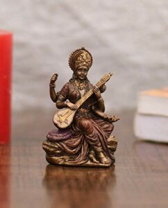 Saraswati Idol Statue - Goddess Saraswati Home Gift Showpiece Murti Sculpture - Hindu Goddess of Knowledge, Saraswati Idol Music & Art Decor Gifts.