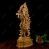 Brass Metal Lord Krishna Idol God of Love Playing Flute (Golden, Large)
