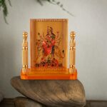 Hindu Goddess Maa Bhavani Durga Vaishno Devi Acrylic Frame for Home Office Car Temple, Gold, Tabletop